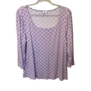 ELLE Lavender Heart Print Top | Valentine's Day Shirt | XL